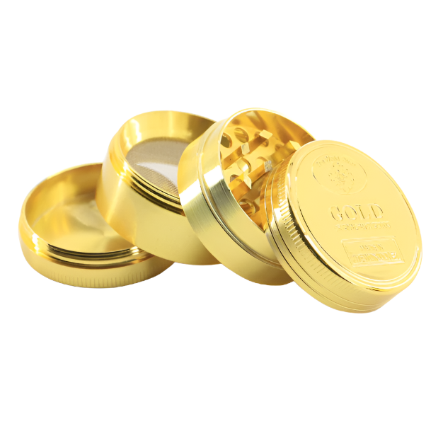 Aluminium Grinder, 61 mm x 44 mm, 4 parts, Gold