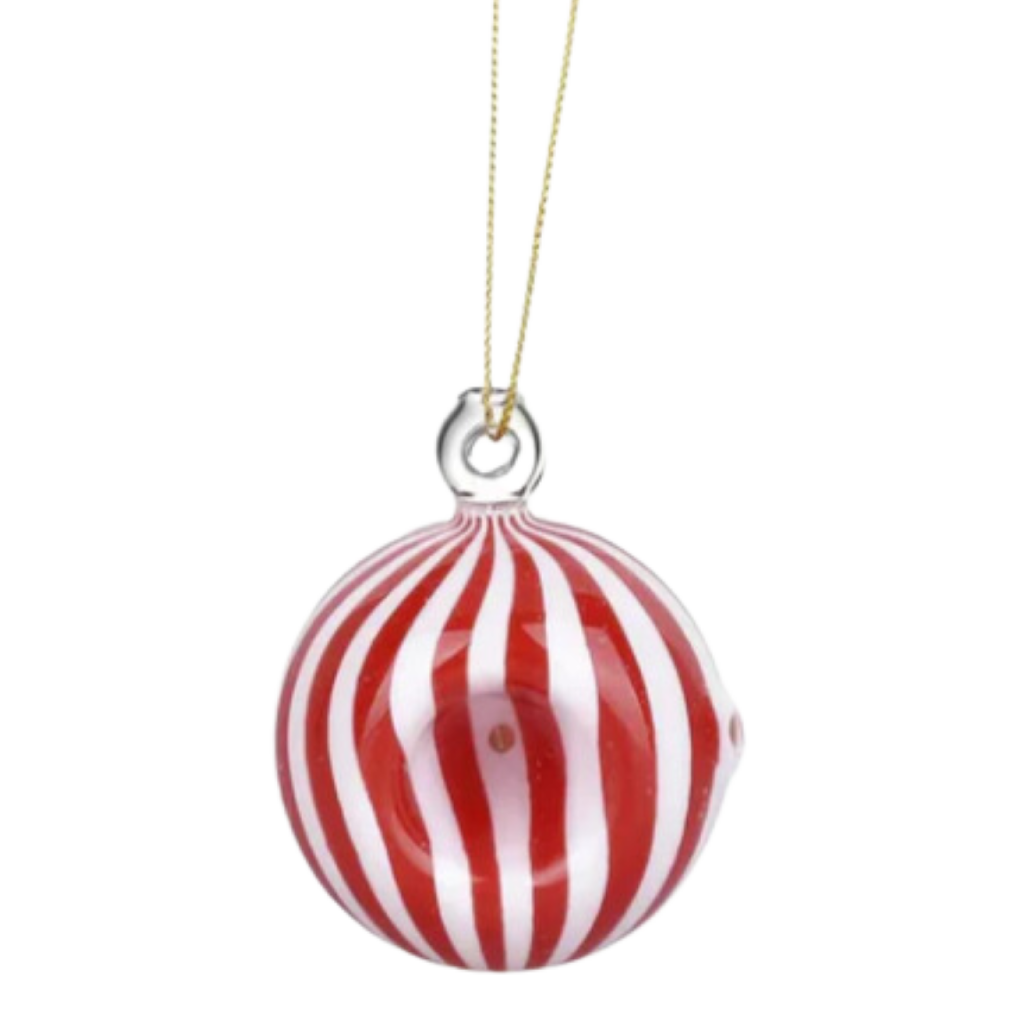 Santa's Secret Hangable Glass Christmas Ornament Hand Pipe – Peppermint, 2.75"