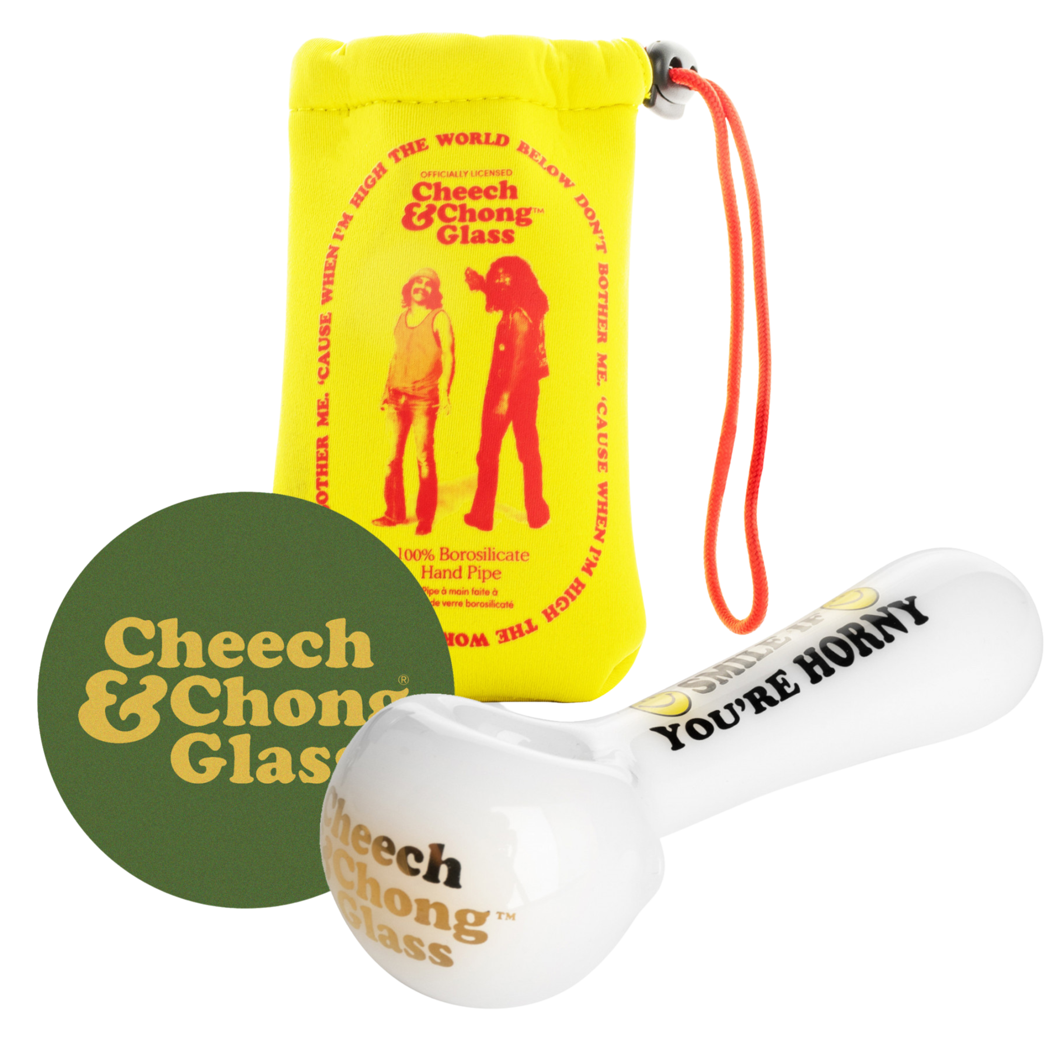 Cheech & Chong® Glass 4.5" Smile If You're Horny Hand Pipe