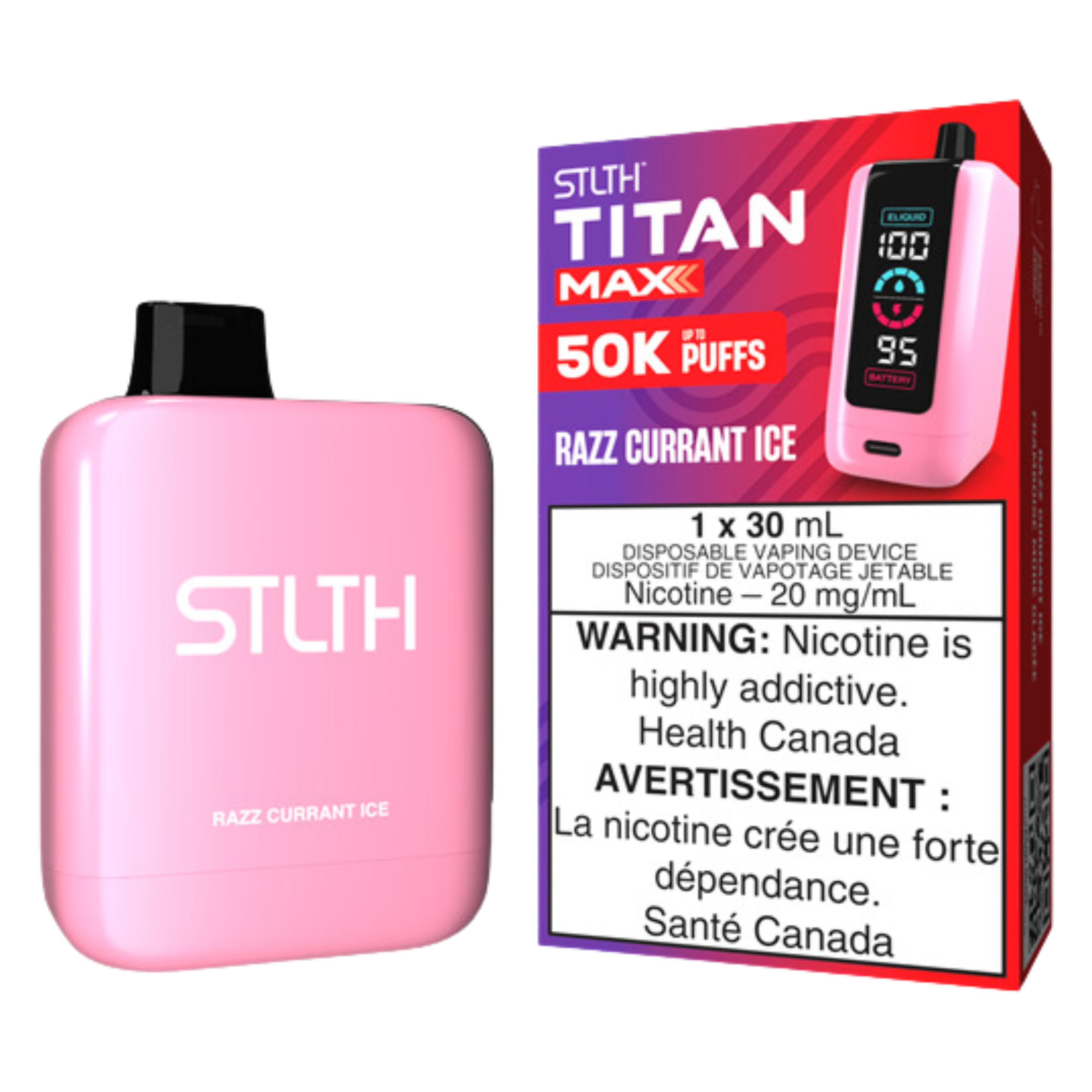 STLTH TITAN MAX 50K Disposable Rechargeable Vape, 20mg/mL