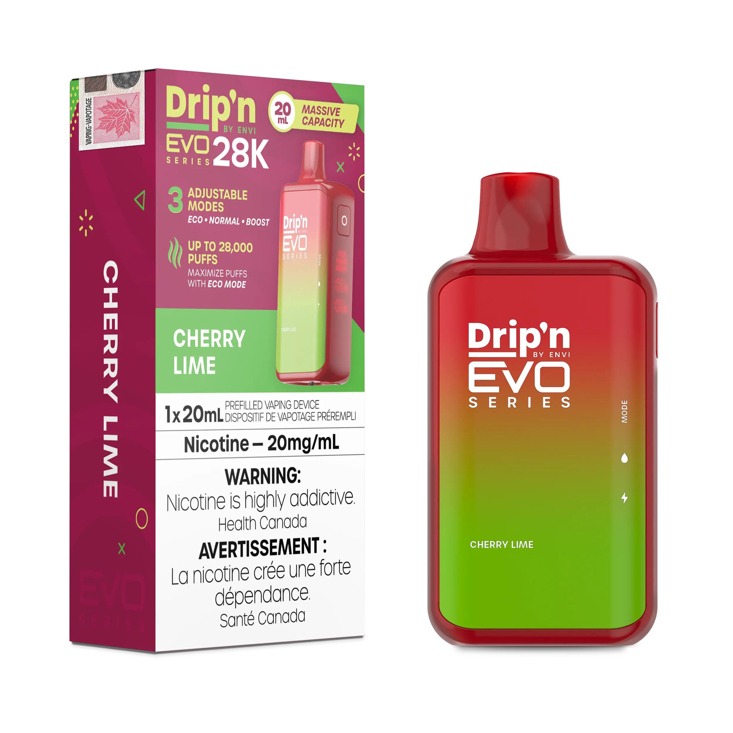 Drip'n by Envi: EVO 28K Disposable Rechargeable Vape, 20ml