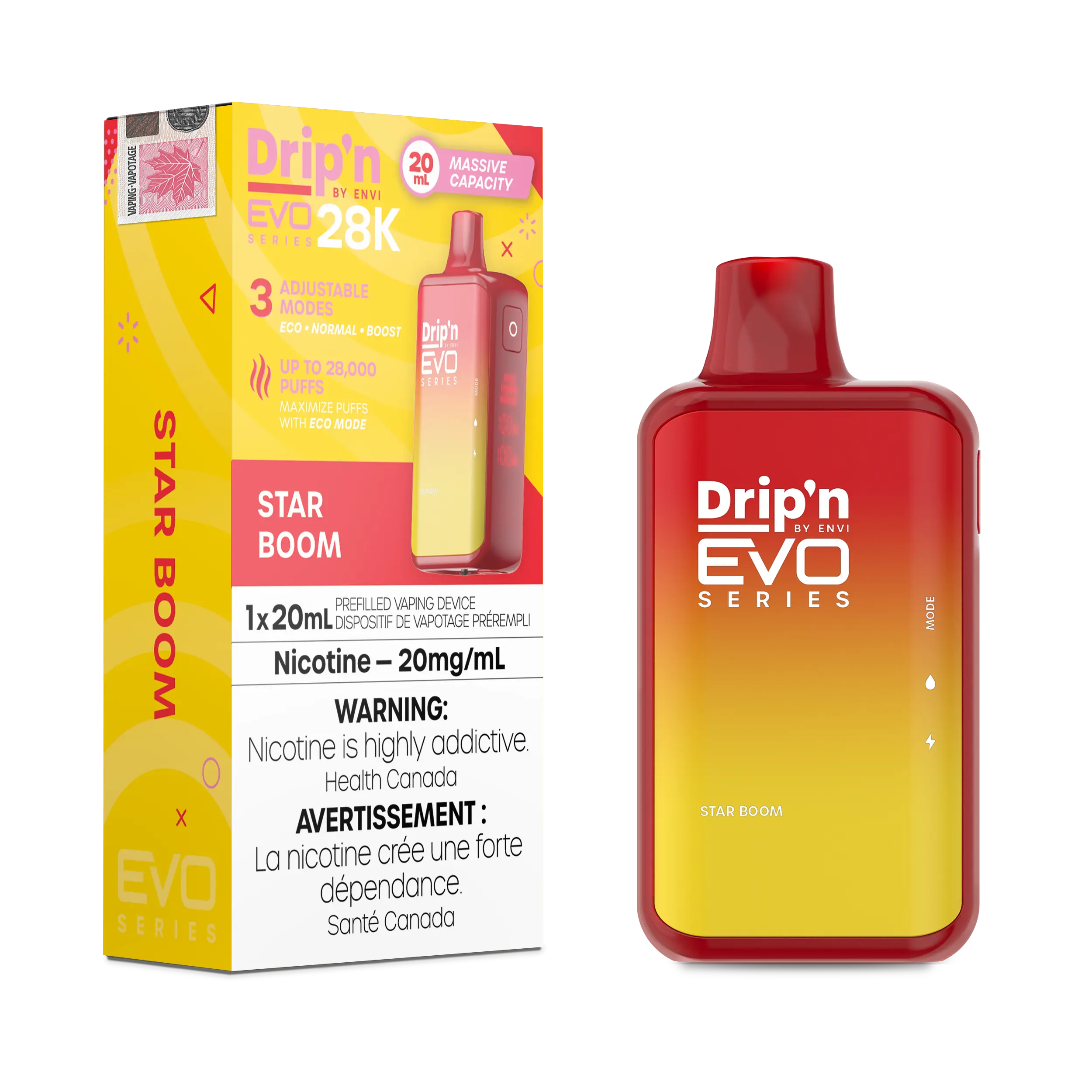 Drip'n by Envi: EVO 28K Disposable Rechargeable Vape, 20ml