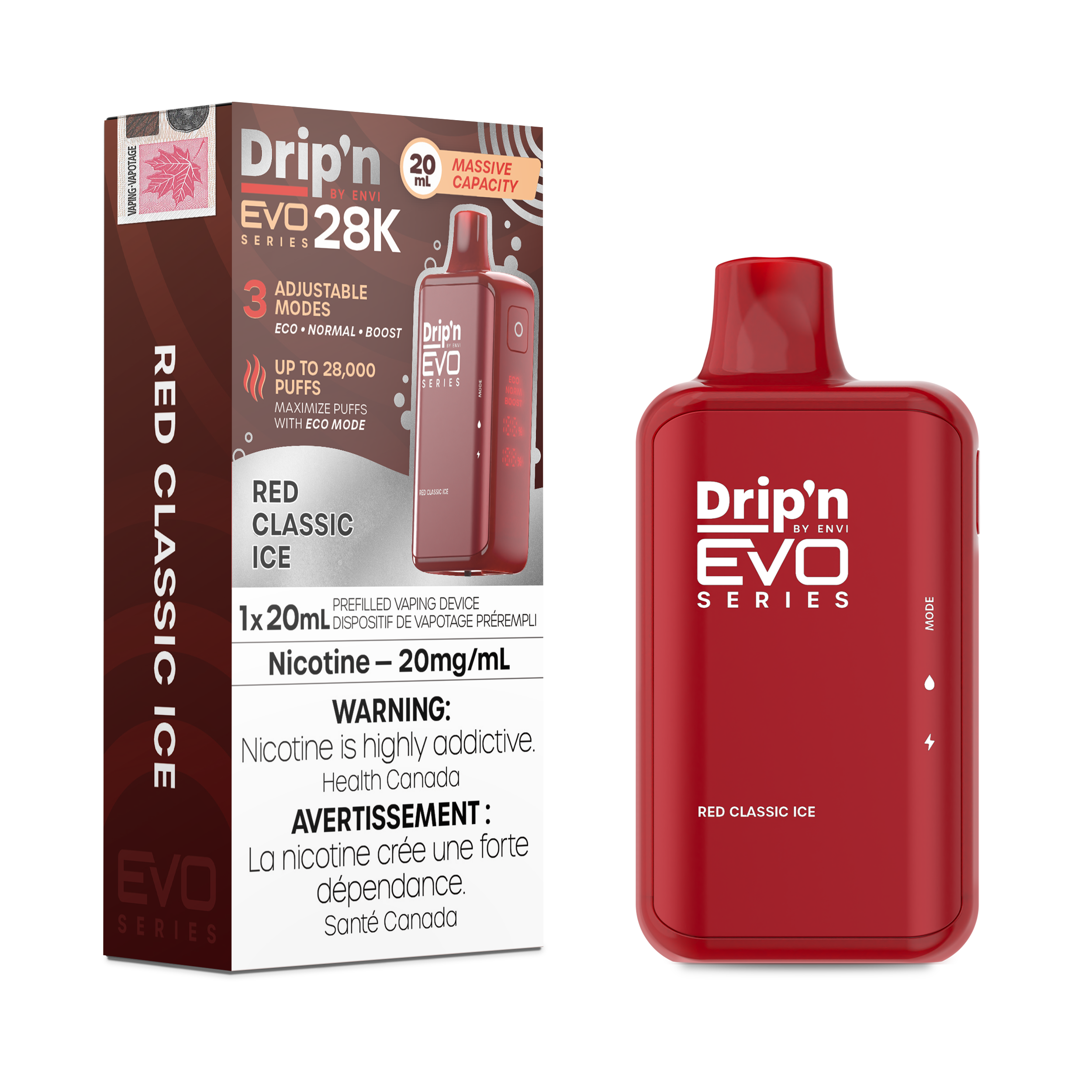 Drip'n by Envi: EVO 28K Disposable Rechargeable Vape, 20ml