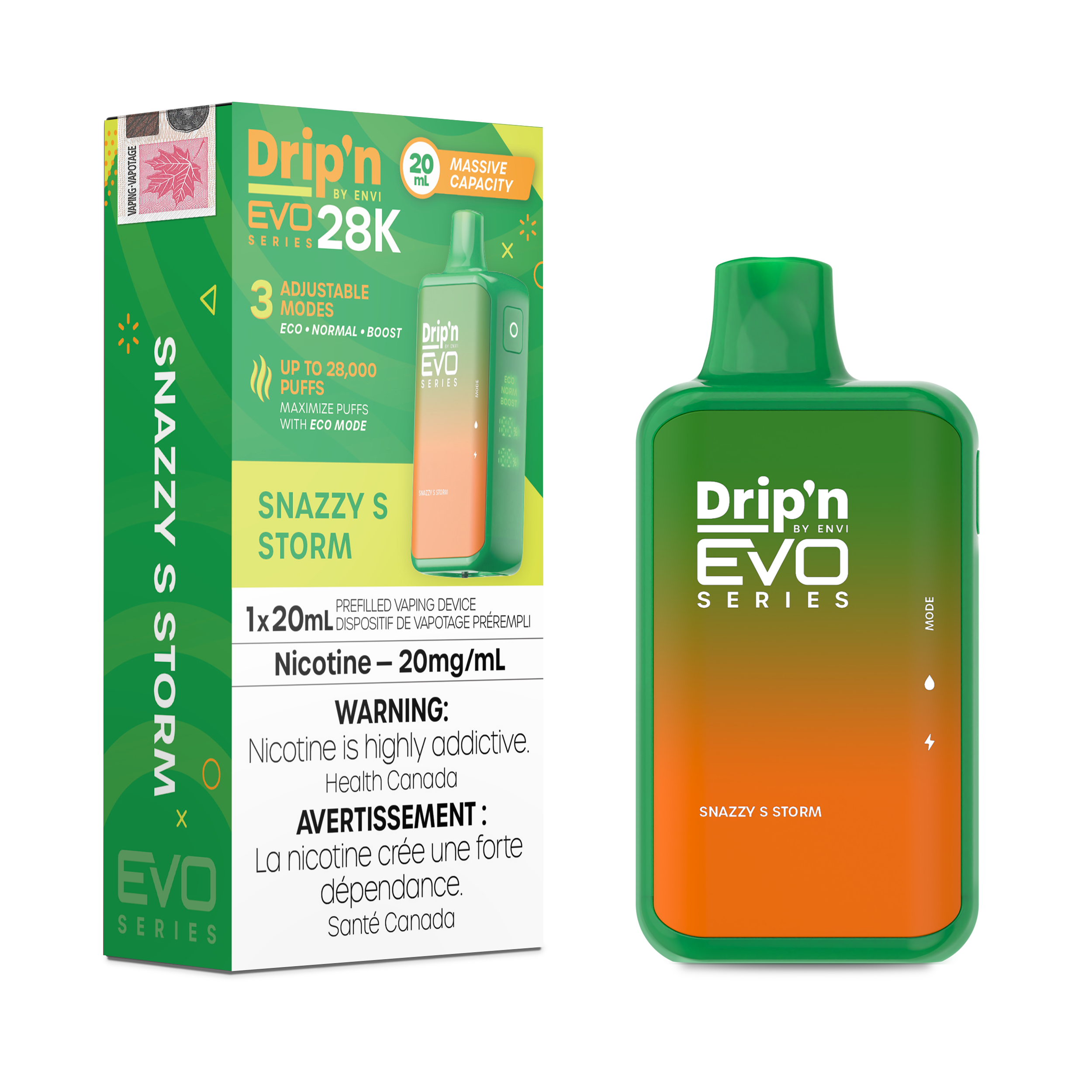 Drip'n by Envi: EVO 28K Disposable Rechargeable Vape, 20ml