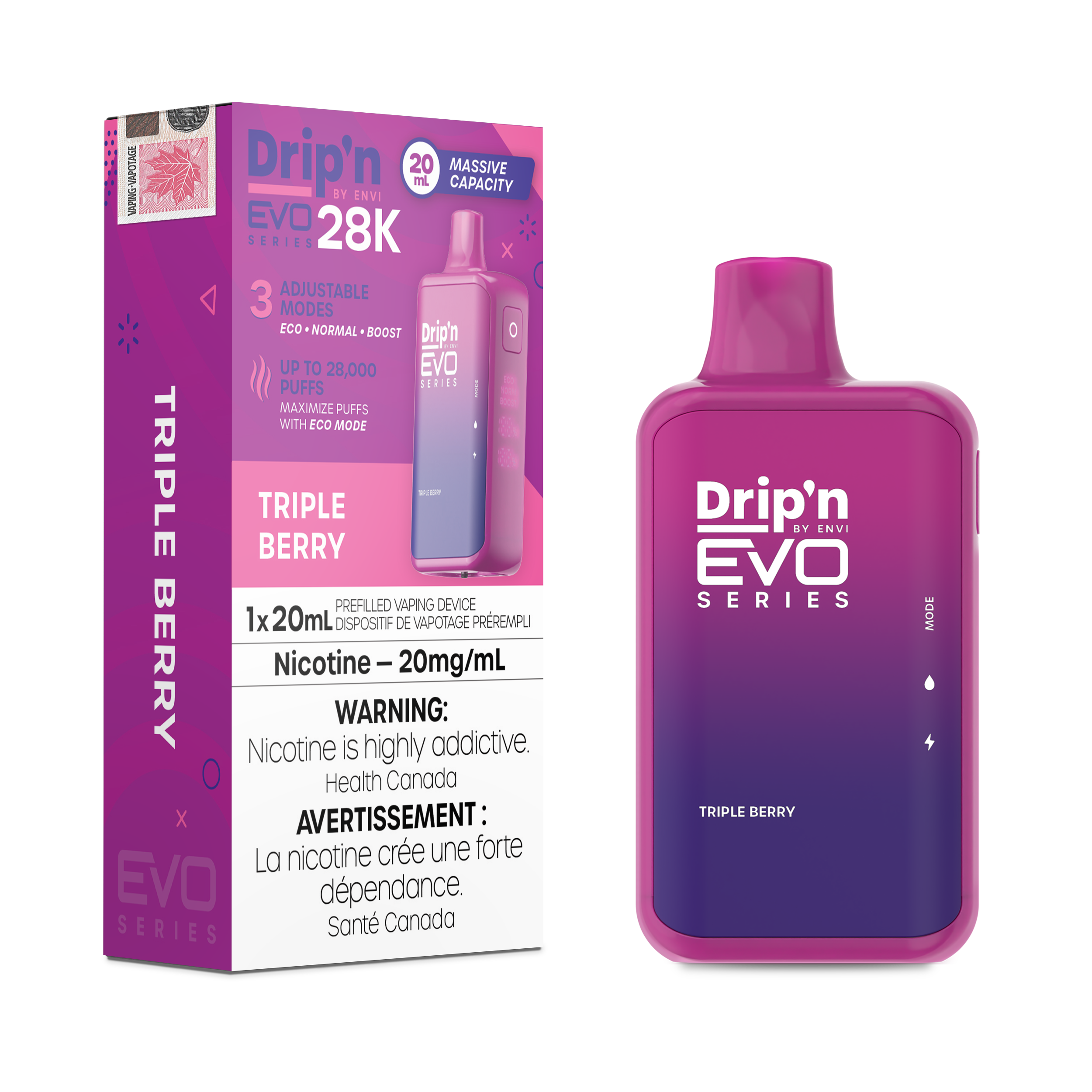 Drip'n by Envi: EVO 28K Disposable Rechargeable Vape, 20ml