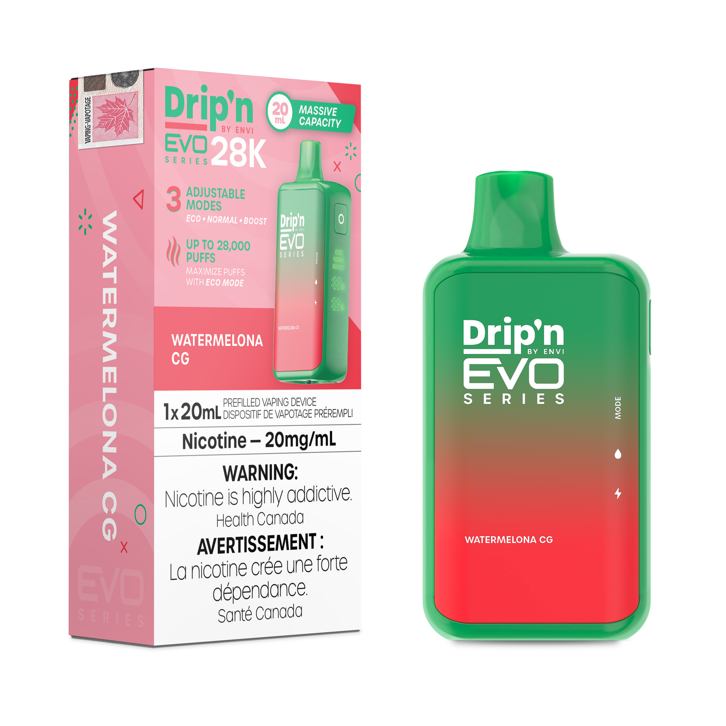 Drip'n by Envi: EVO 28K Disposable Rechargeable Vape, 20ml