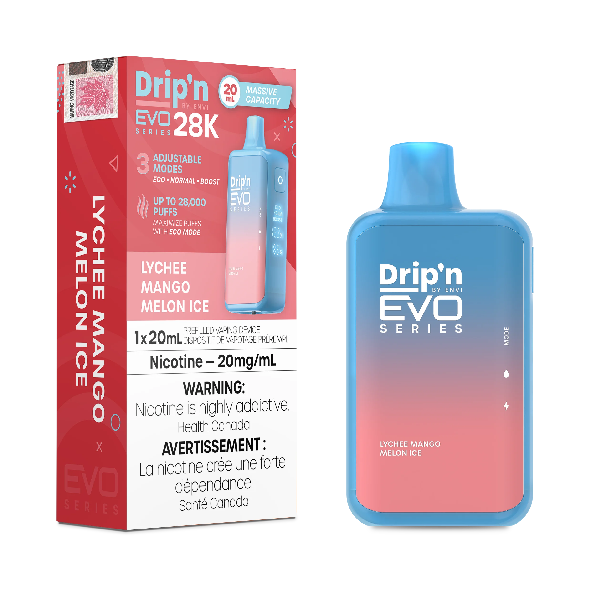 Drip'n by Envi: EVO 28K Disposable Rechargeable Vape, 20ml