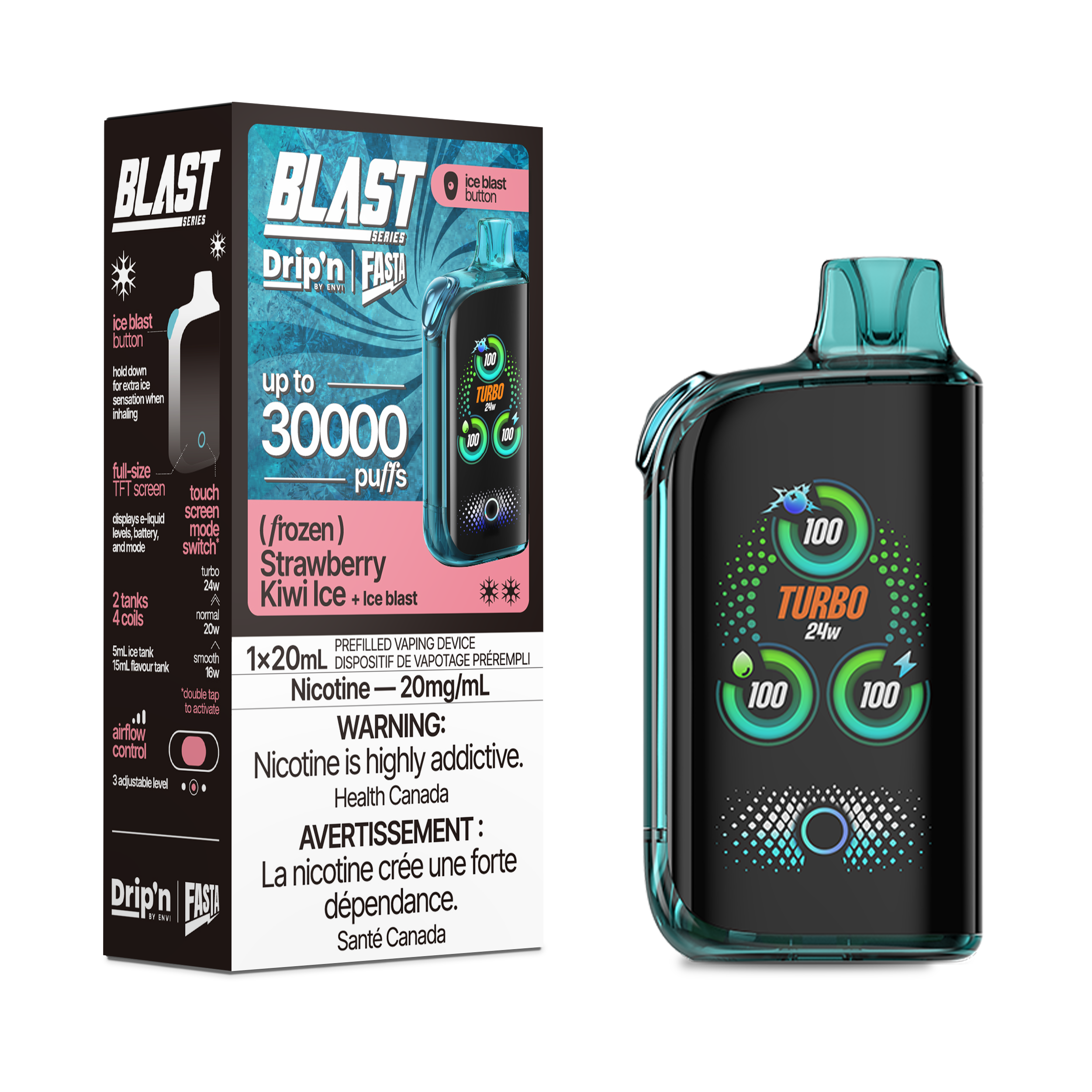 Drip'n by Envi: Fasta Blast Series 30K Disposable Rechargeable Vape, 20ml