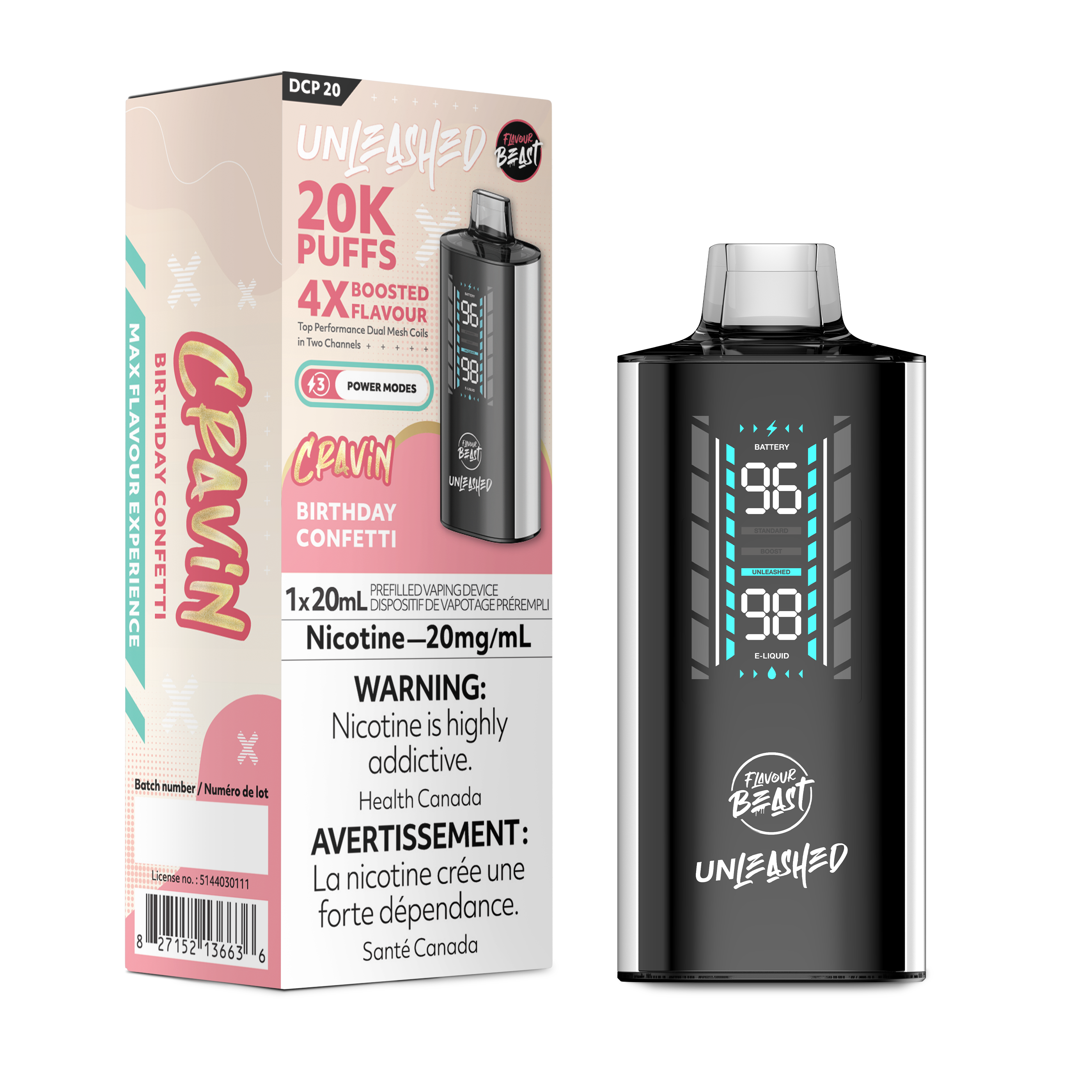 Flavour Beast Unleashed DCP 20K Disposable Rechargeable Vape, 20ml