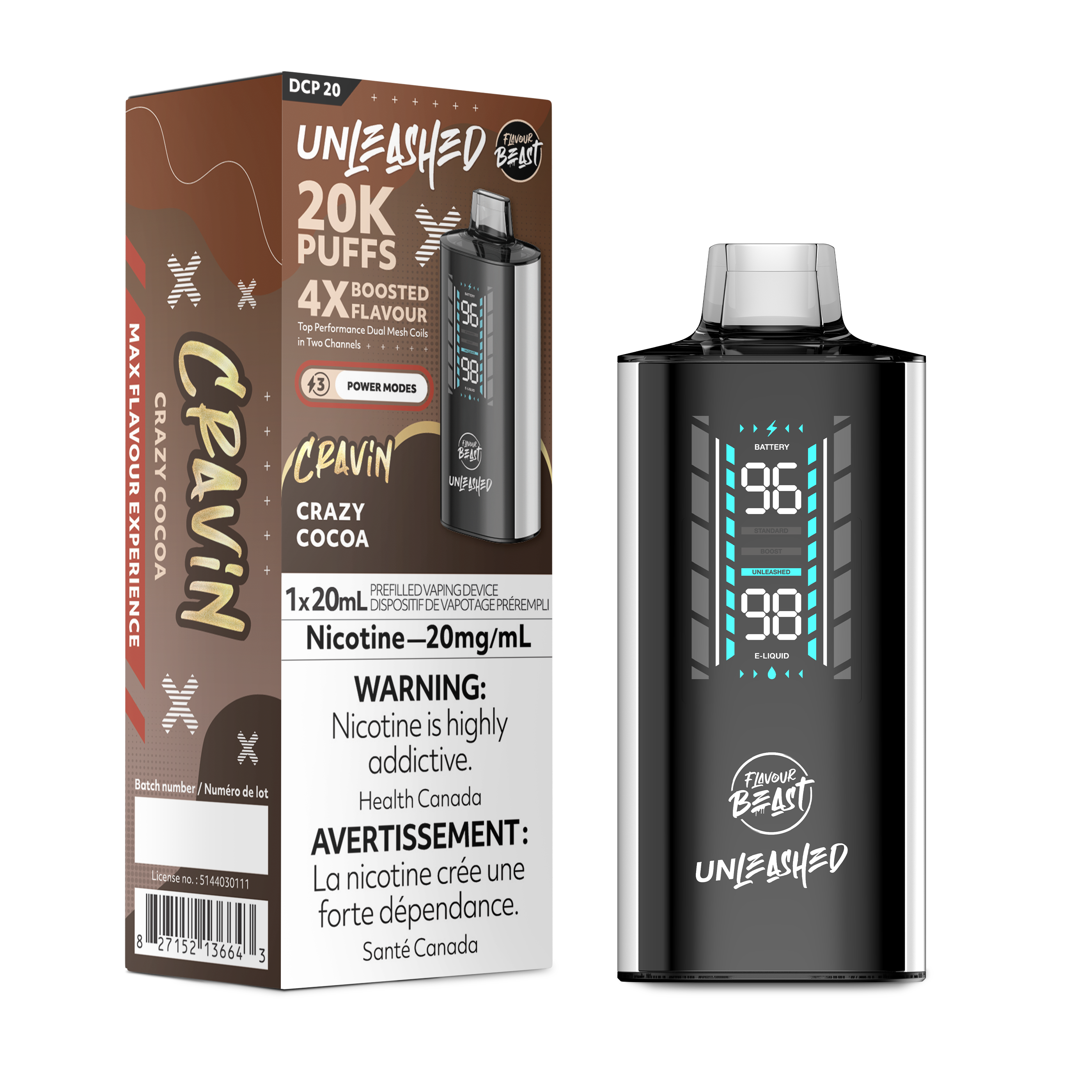 Flavour Beast Unleashed DCP 20K Disposable Rechargeable Vape, 20ml