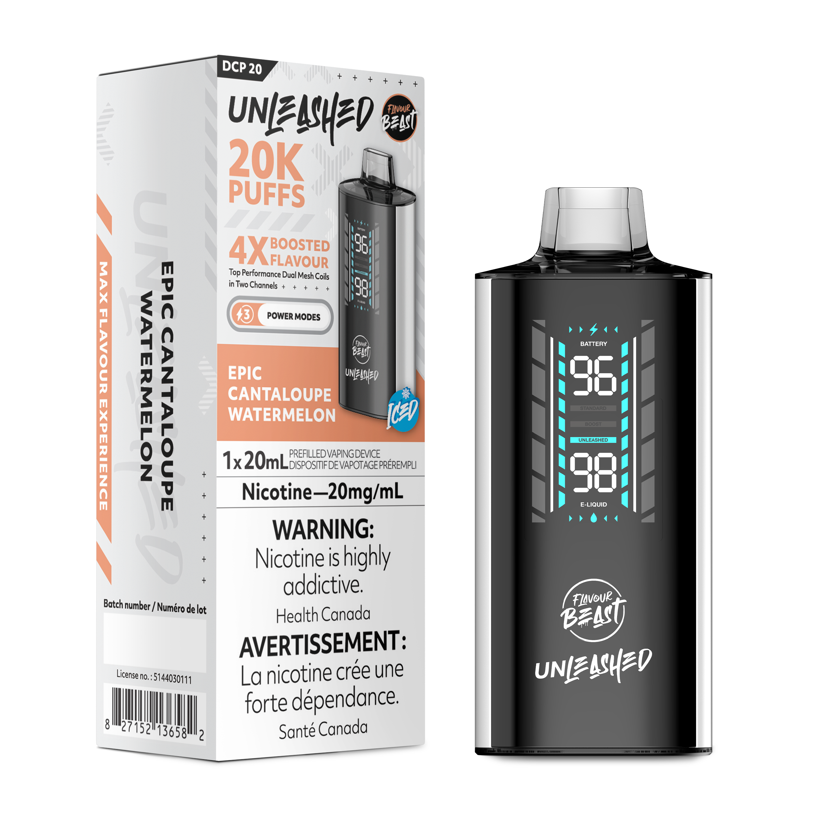 Flavour Beast Unleashed DCP 20K Disposable Rechargeable Vape, 20ml