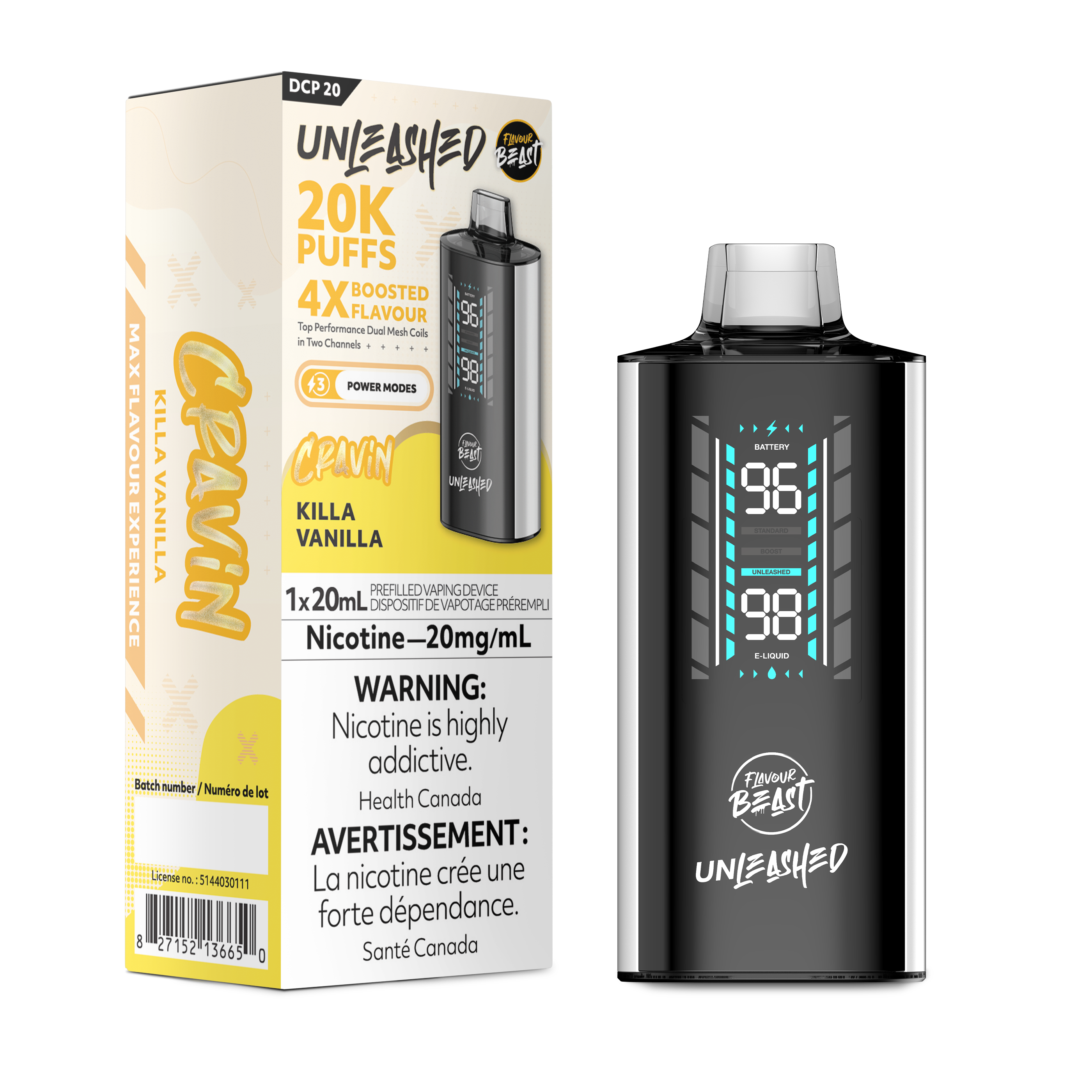 Flavour Beast Unleashed DCP 20K Disposable Rechargeable Vape, 20ml