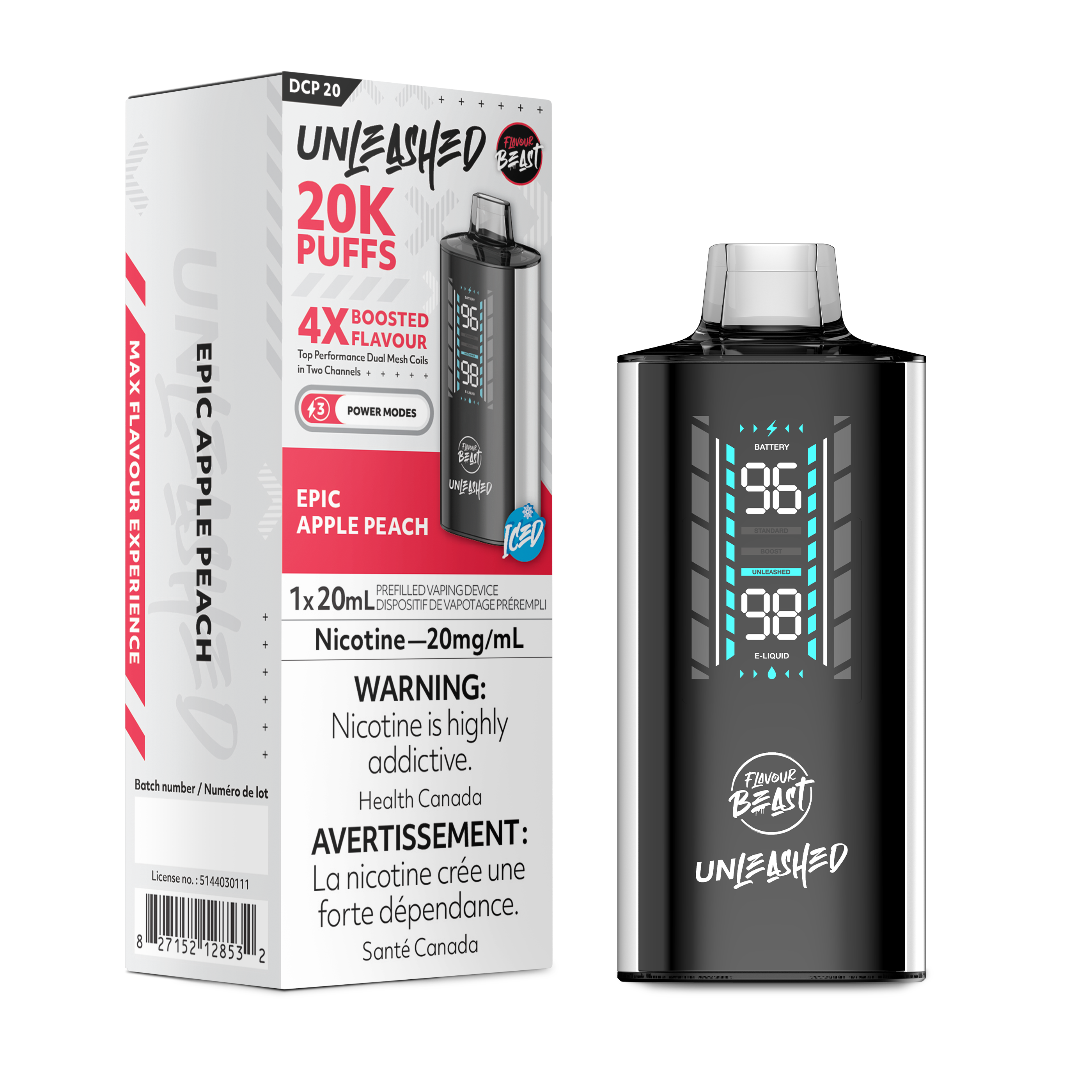 Flavour Beast Unleashed DCP 20K Disposable Rechargeable Vape, 20ml