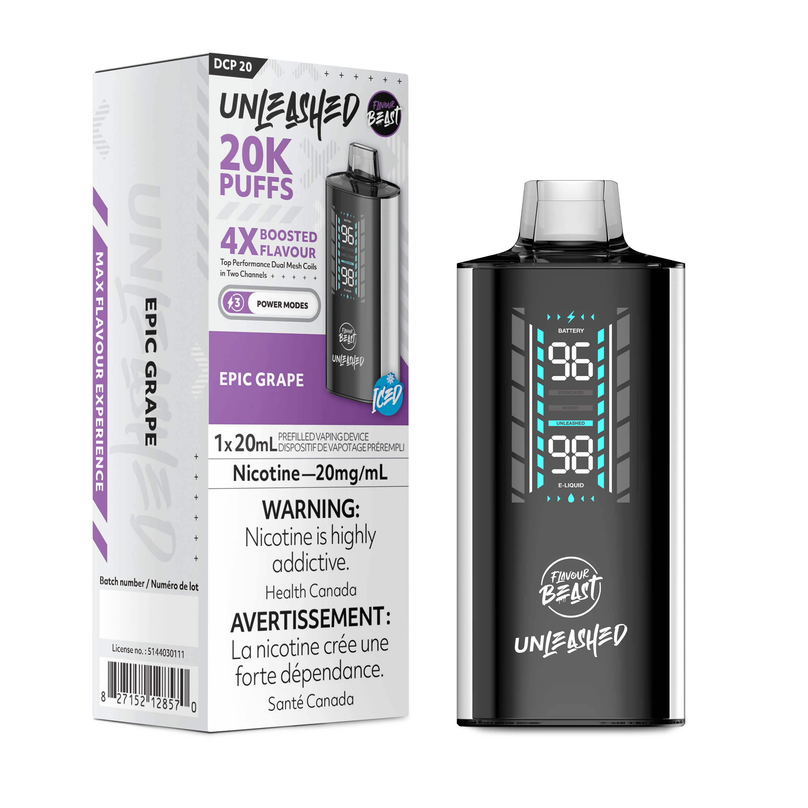 Flavour Beast Unleashed DCP 20K Disposable Rechargeable Vape, 20ml