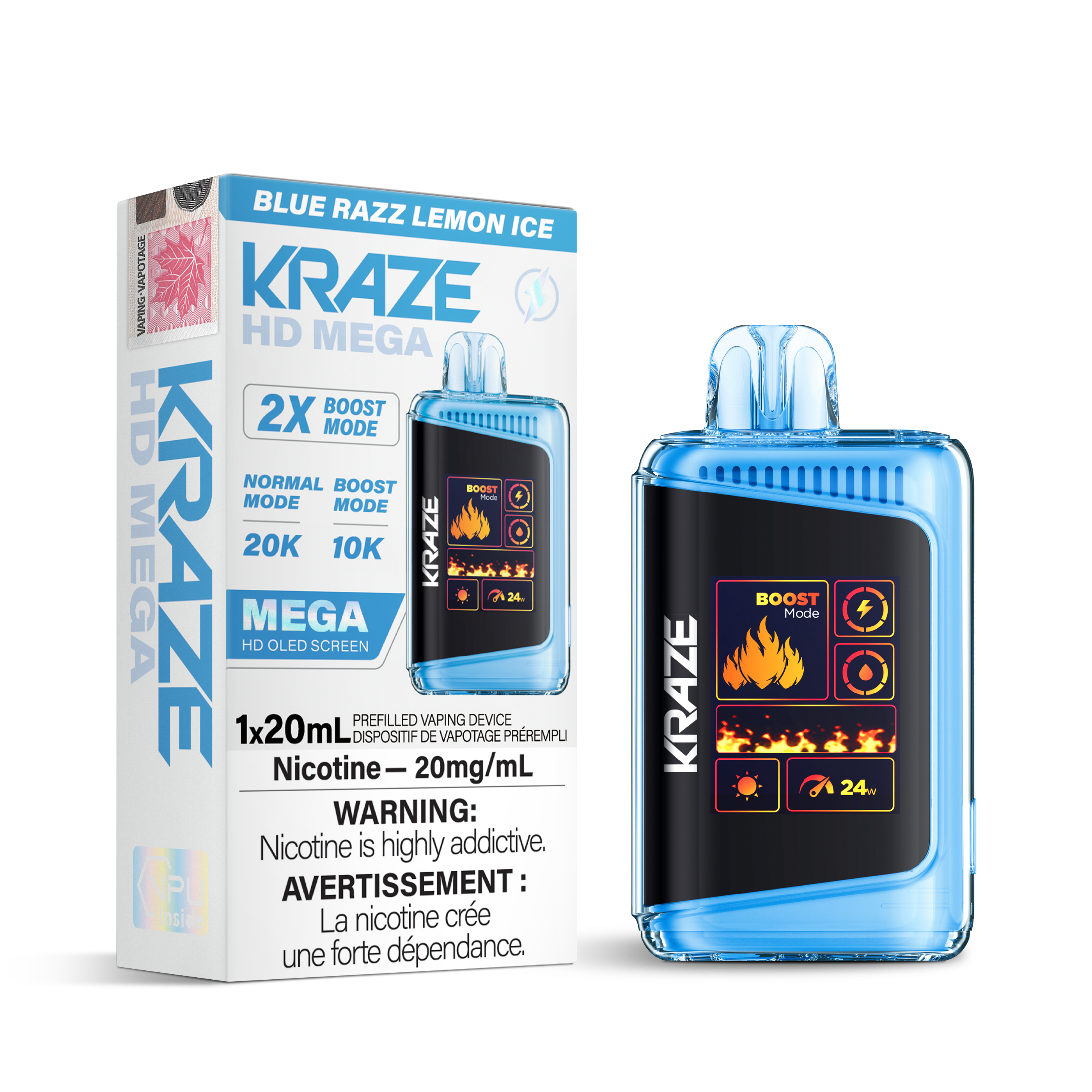 KRAZE Mega 20K Disposable Rechargeable Vape, 20ml