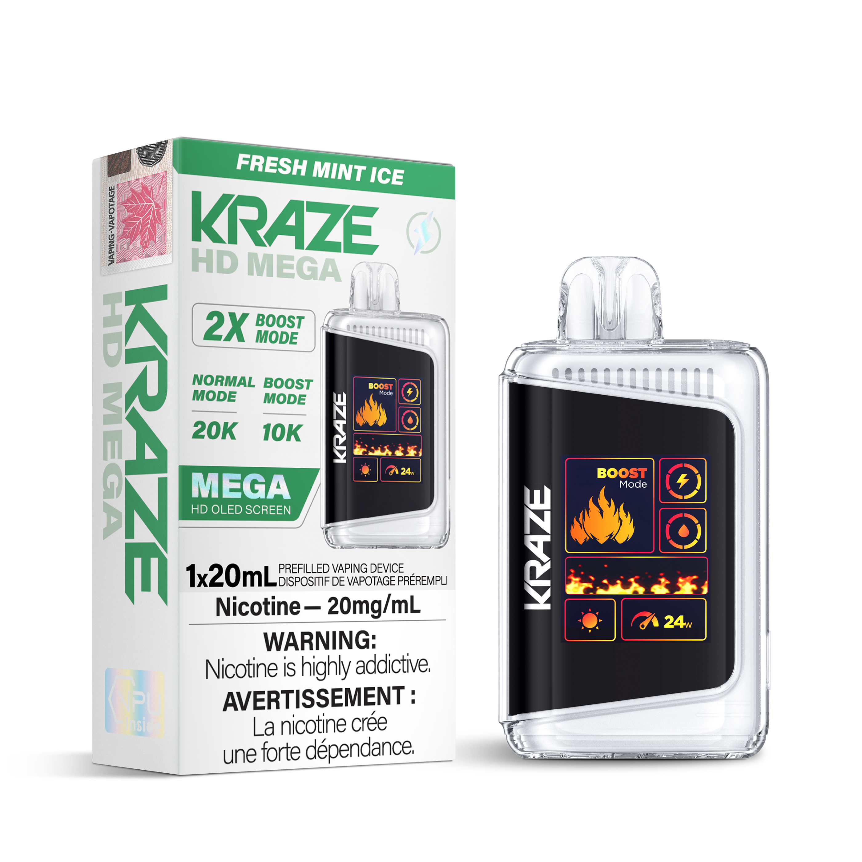 KRAZE Mega 20K Disposable Rechargeable Vape, 20ml