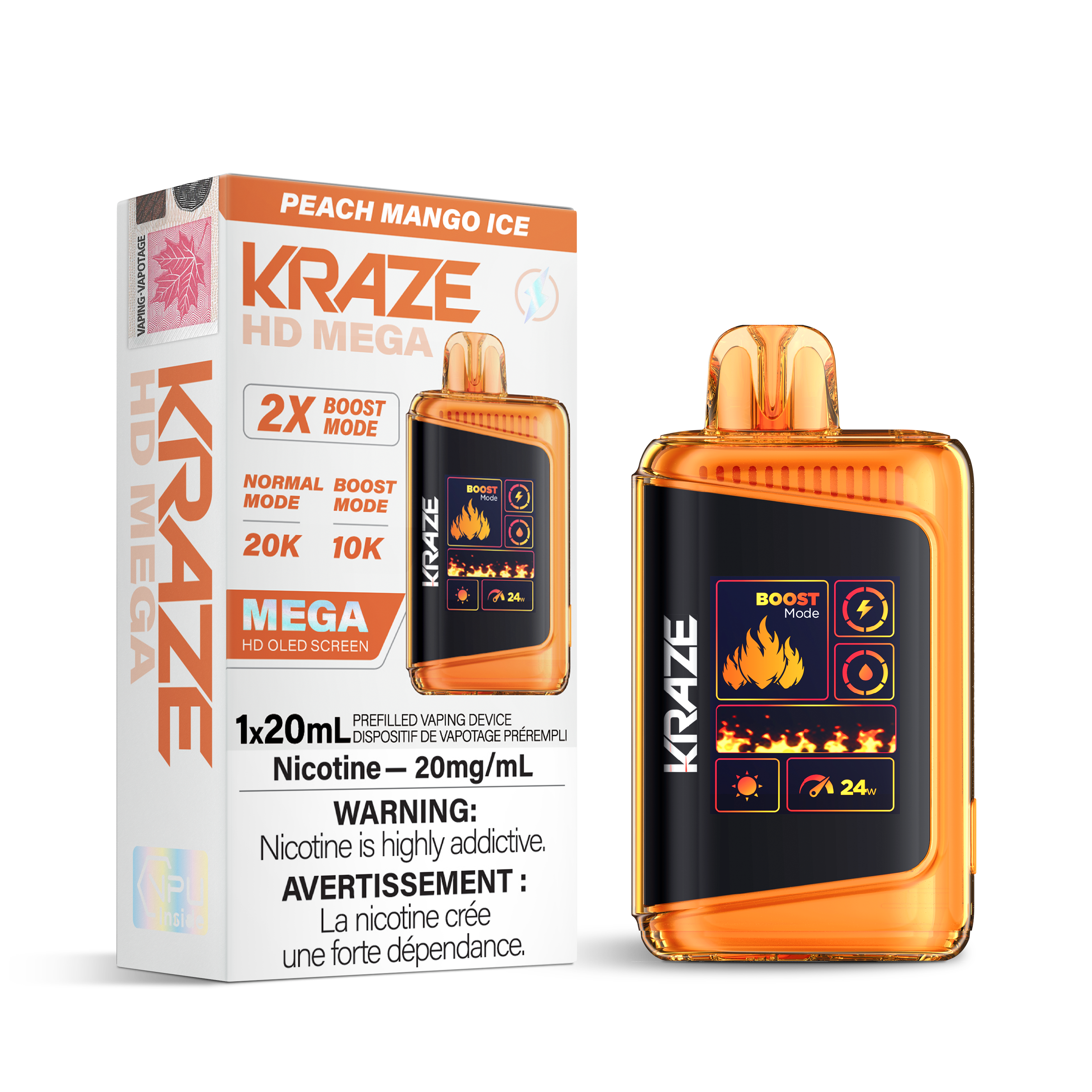 KRAZE Mega 20K Disposable Rechargeable Vape, 20ml