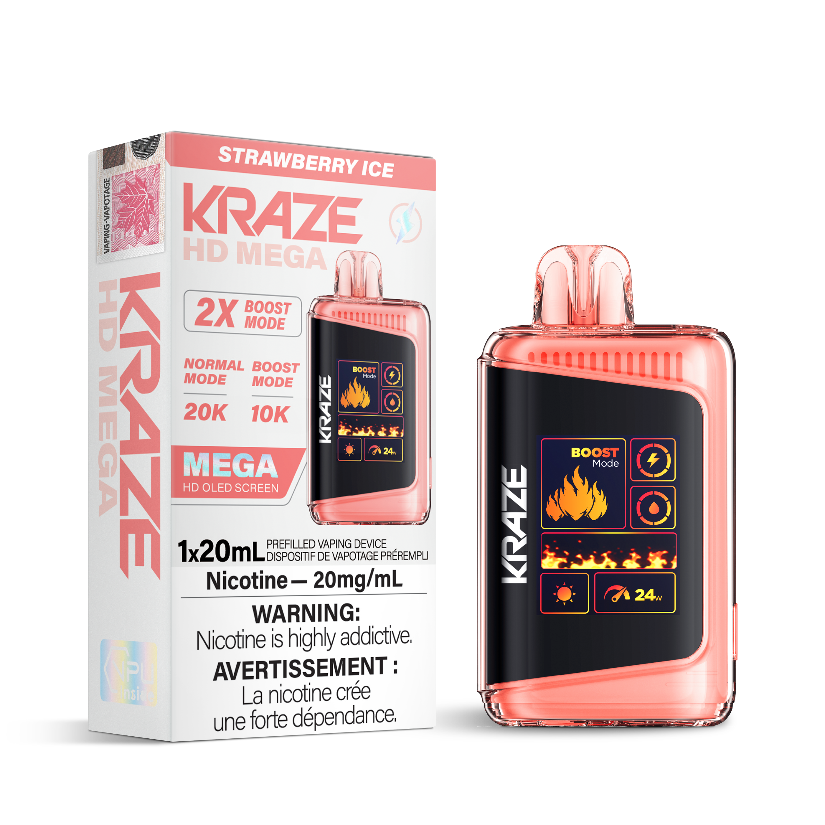 KRAZE Mega 20K Disposable Rechargeable Vape, 20ml