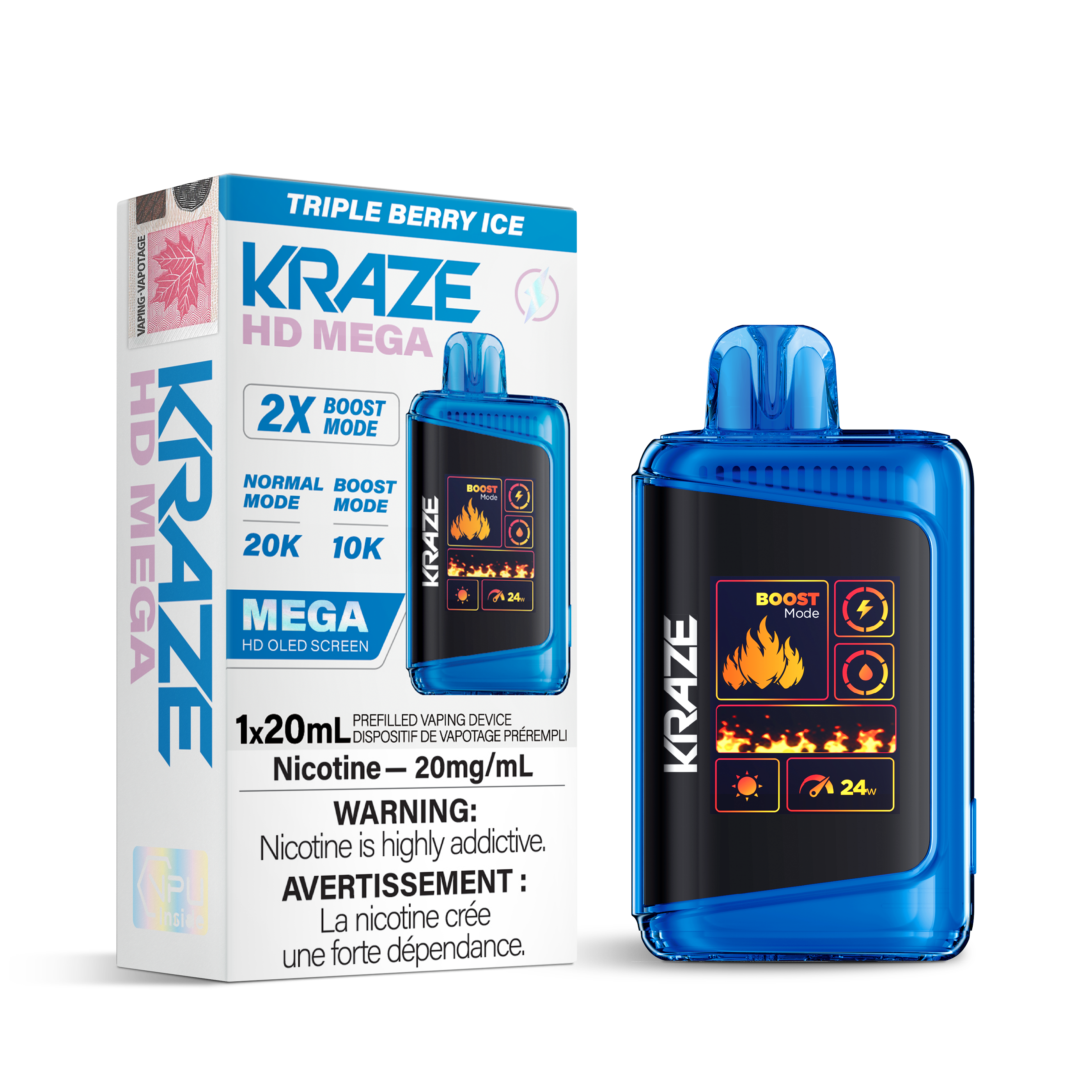 KRAZE Mega 20K Disposable Rechargeable Vape, 20ml