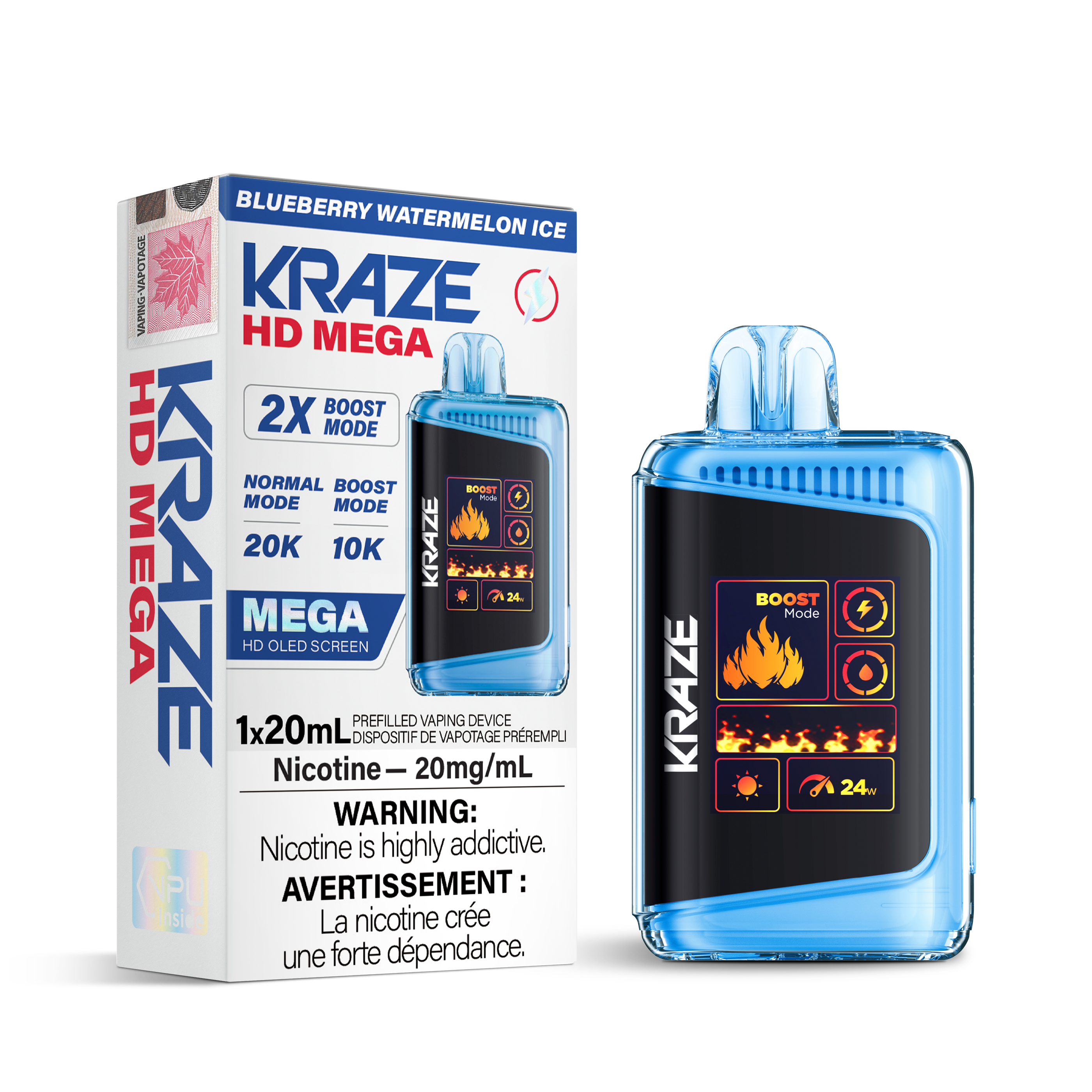 KRAZE Mega 20K Disposable Rechargeable Vape, 20ml