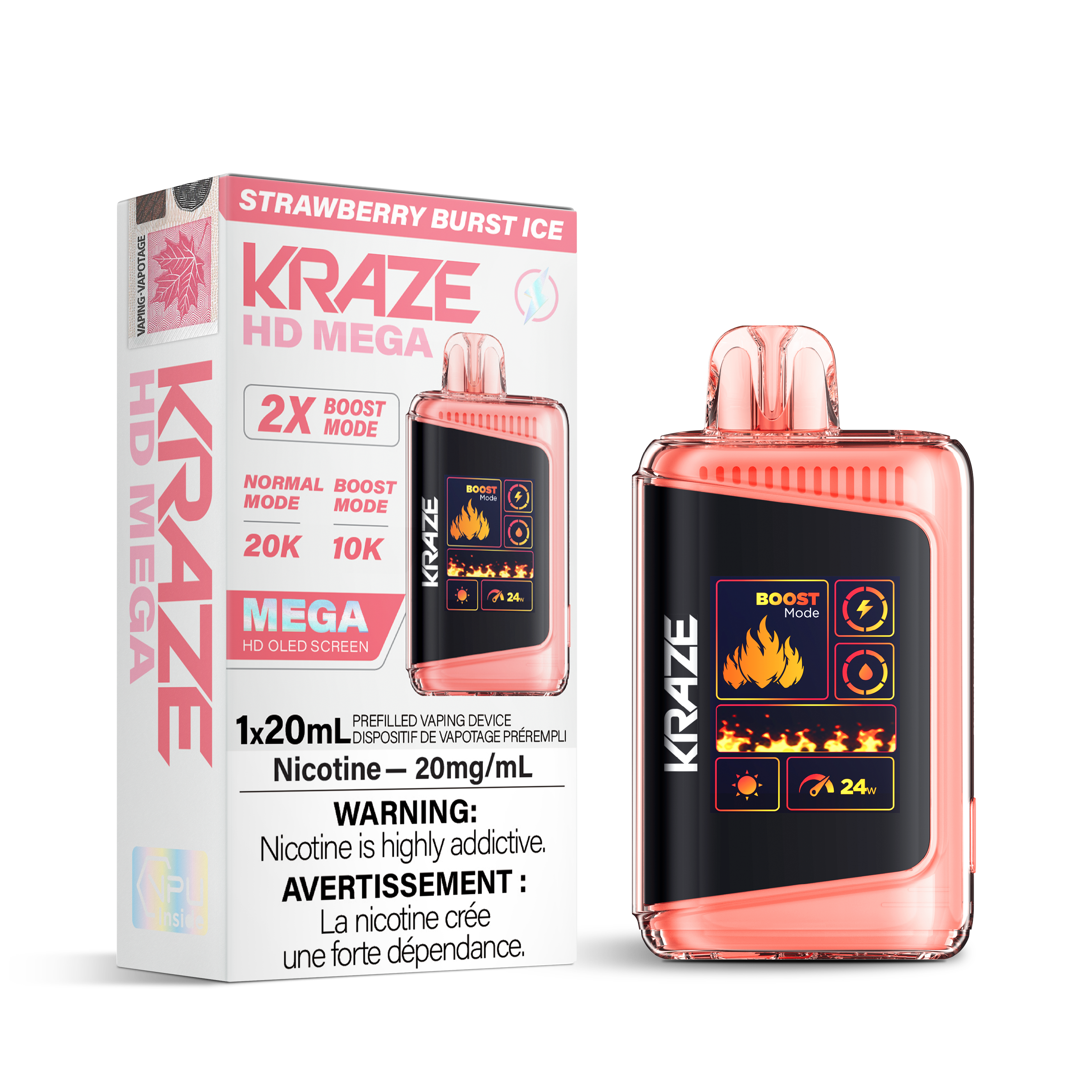 KRAZE Mega 20K Disposable Rechargeable Vape, 20ml