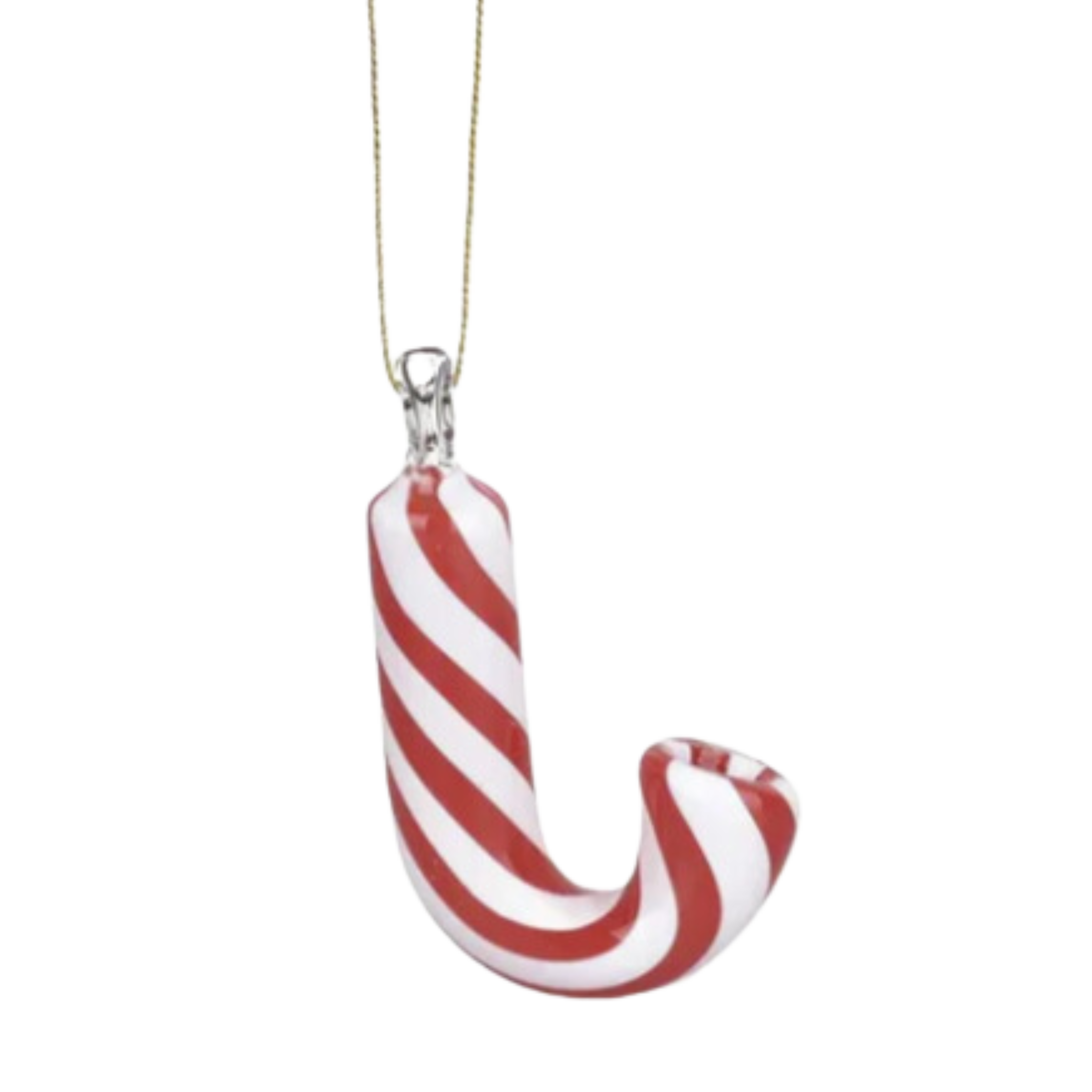 Santa's Secret Hangable Glass Christmas Ornament Hand Pipe – Candy Cane, 3.25"