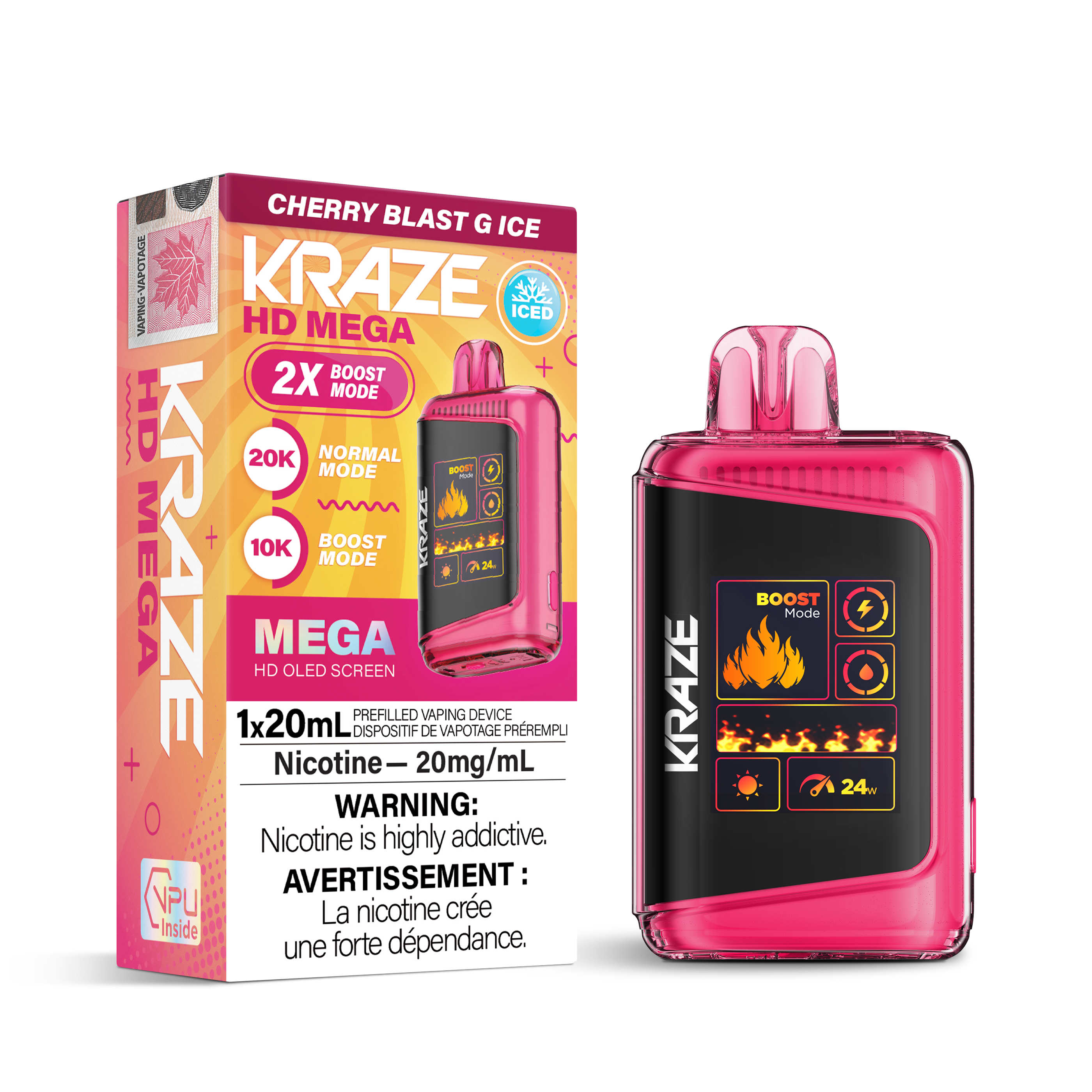 KRAZE Mega 20K Disposable Rechargeable Vape, 20ml