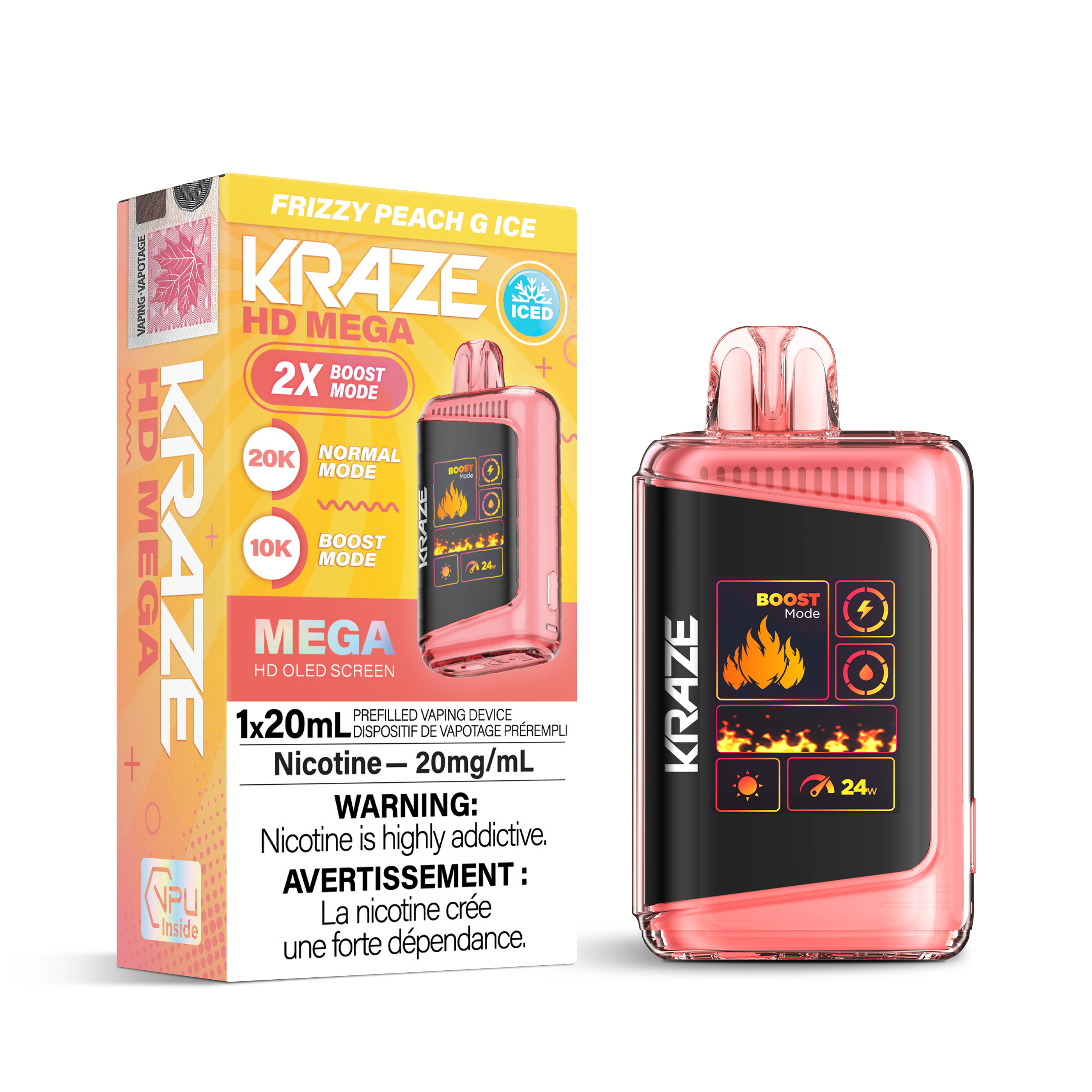 KRAZE Mega 20K Disposable Rechargeable Vape, 20ml