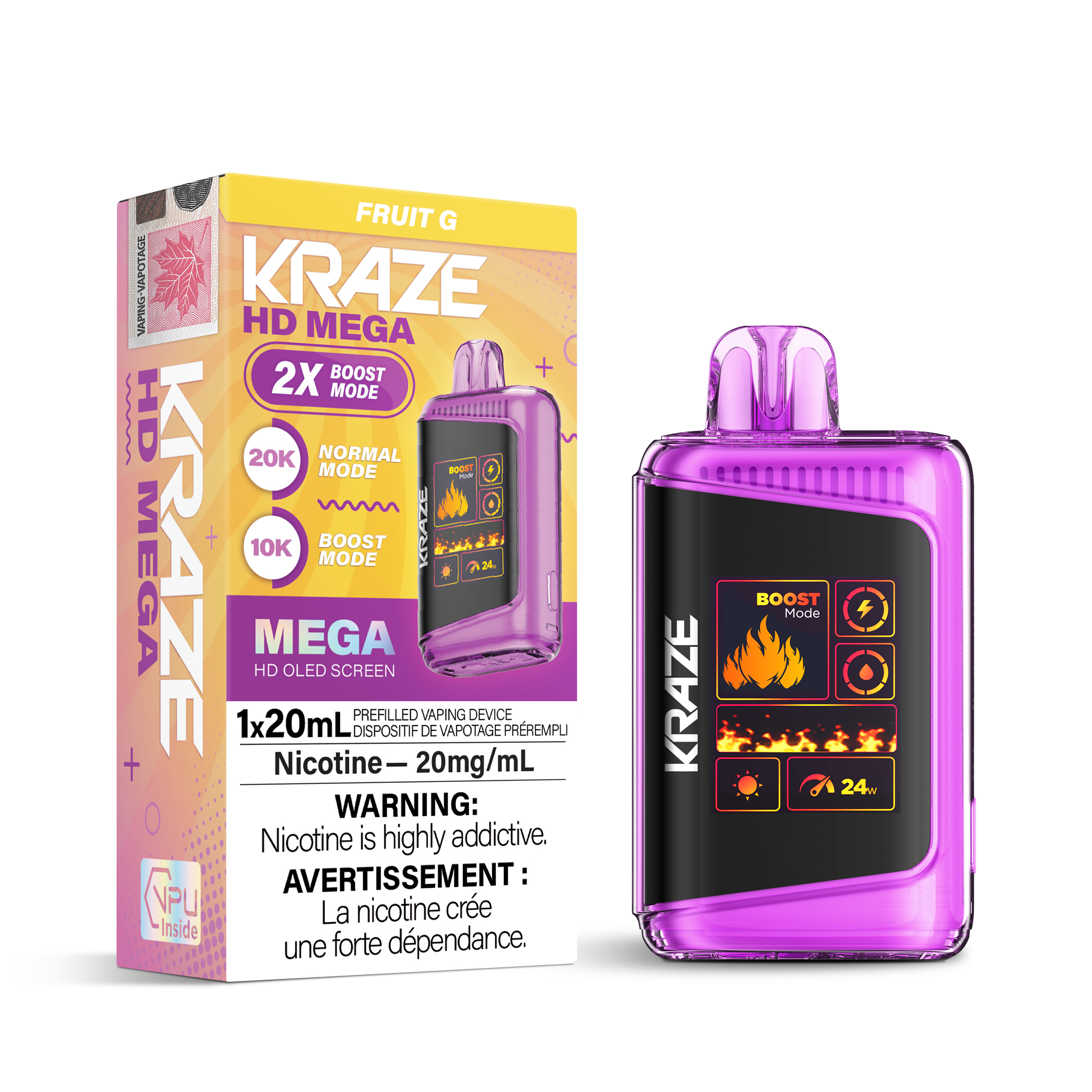 KRAZE Mega 20K Disposable Rechargeable Vape, 20ml