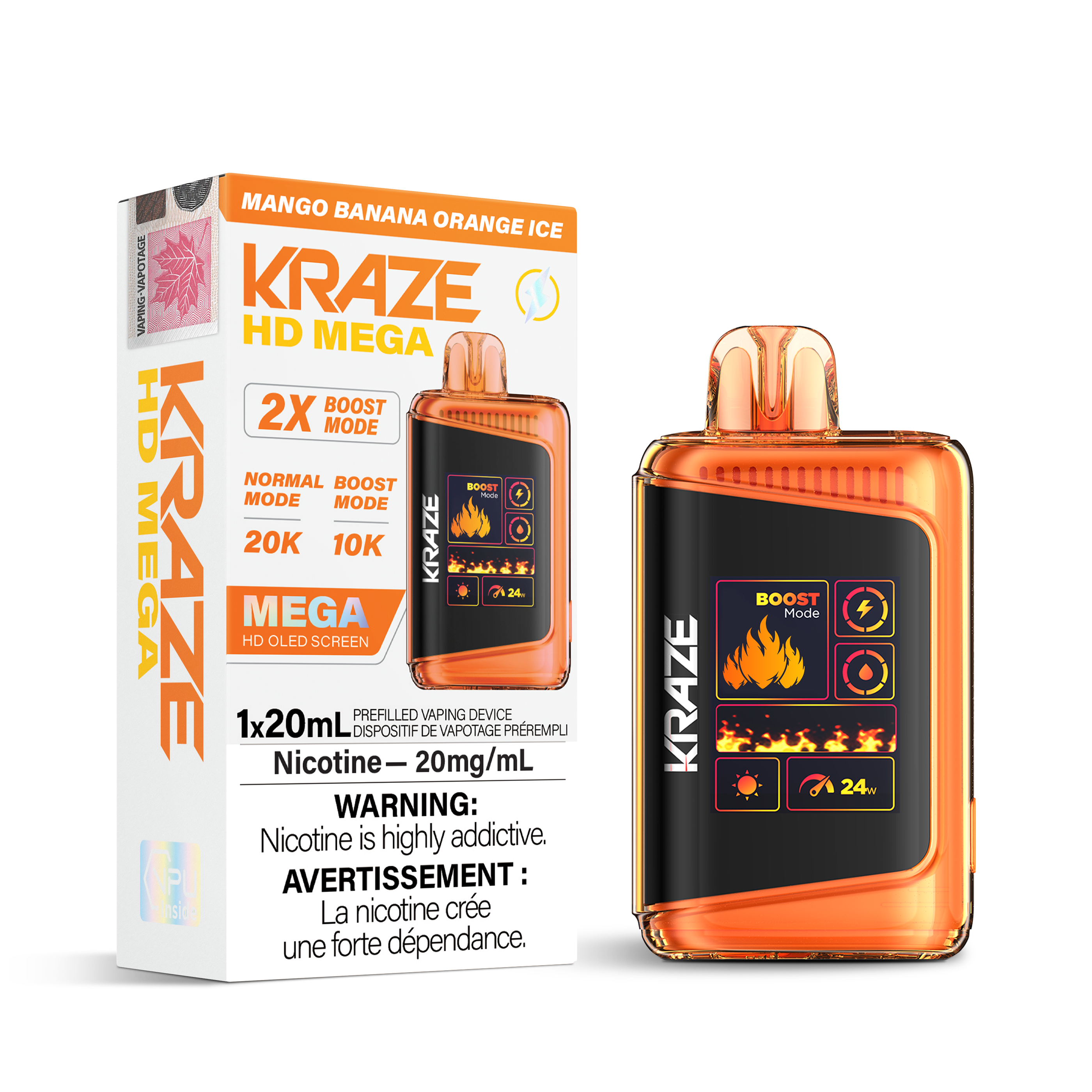 KRAZE Mega 20K Disposable Rechargeable Vape, 20ml