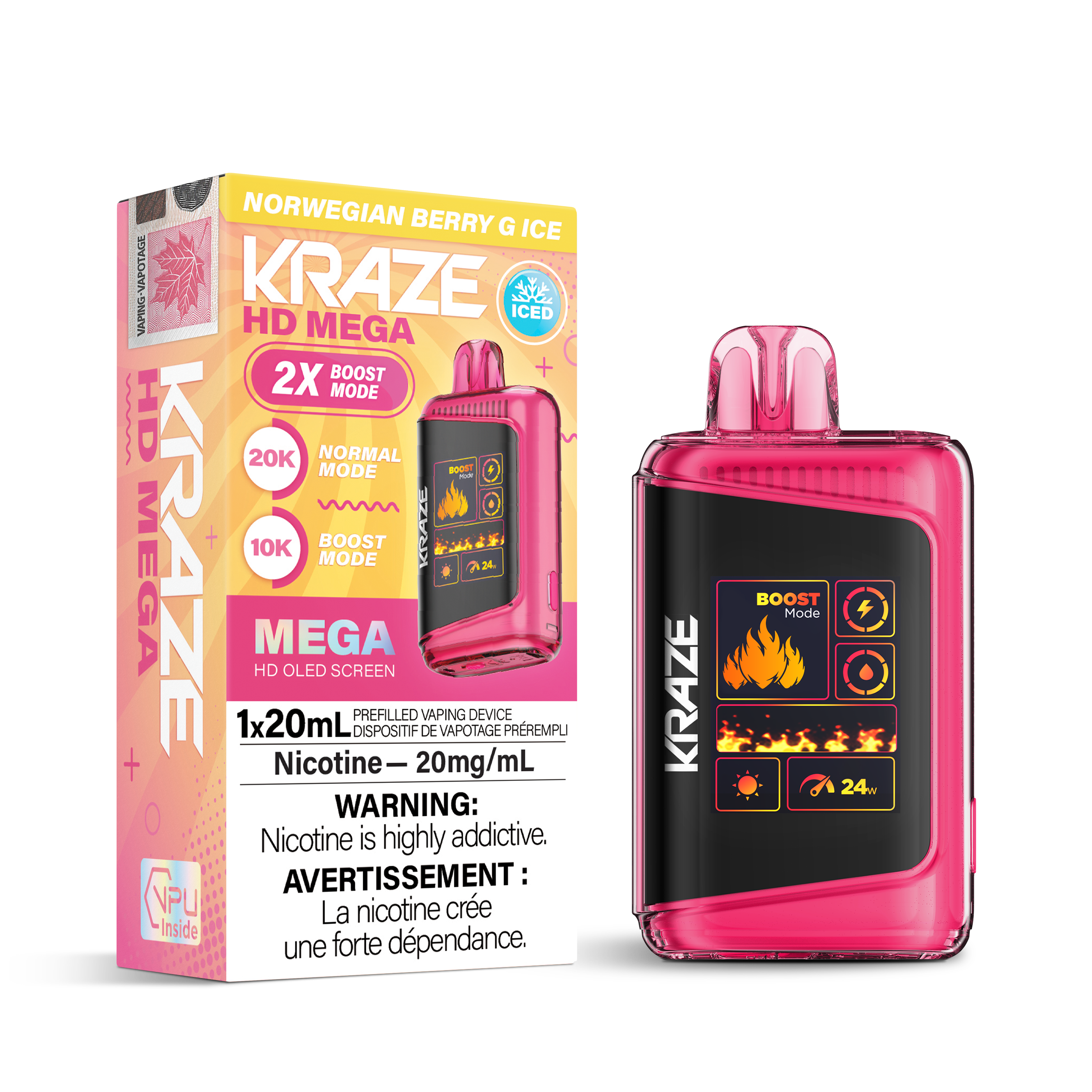 KRAZE Mega 20K Disposable Rechargeable Vape, 20ml