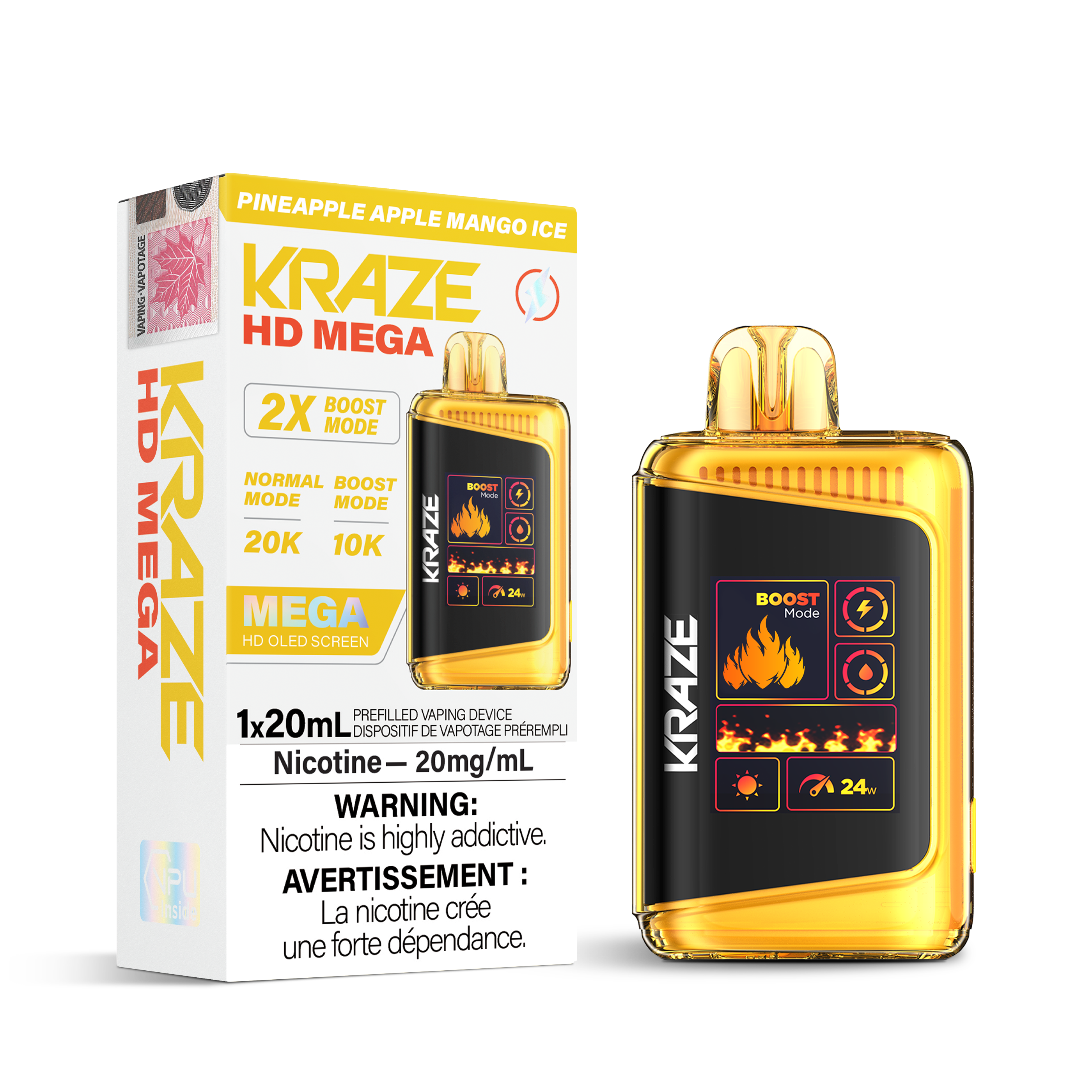 KRAZE Mega 20K Disposable Rechargeable Vape, 20ml