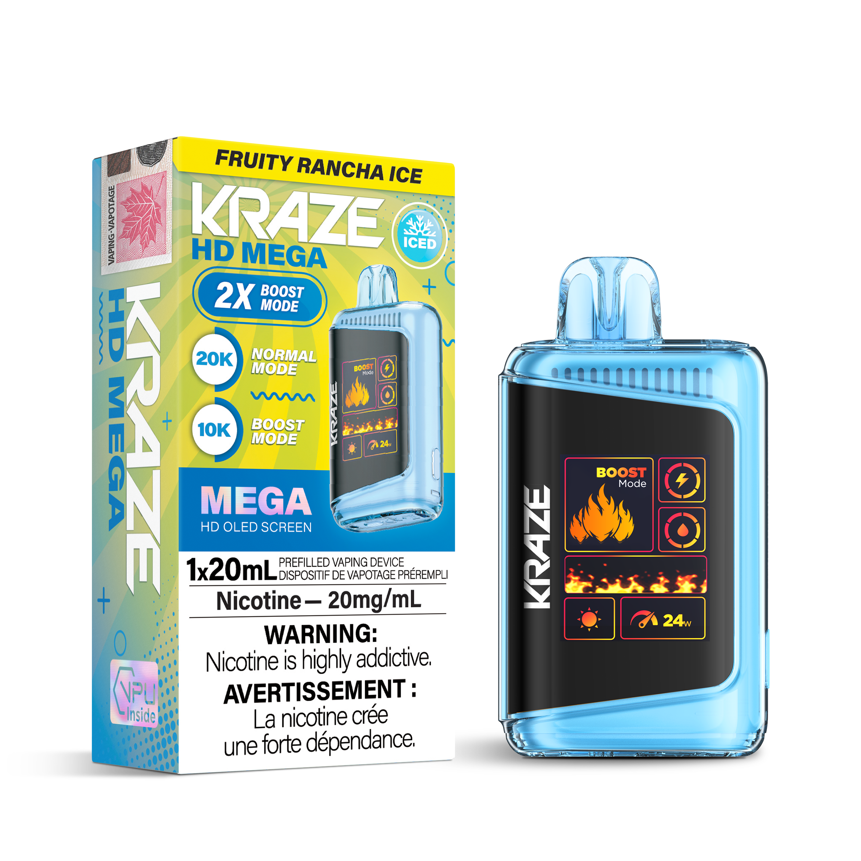 KRAZE Mega 20K Disposable Rechargeable Vape, 20ml