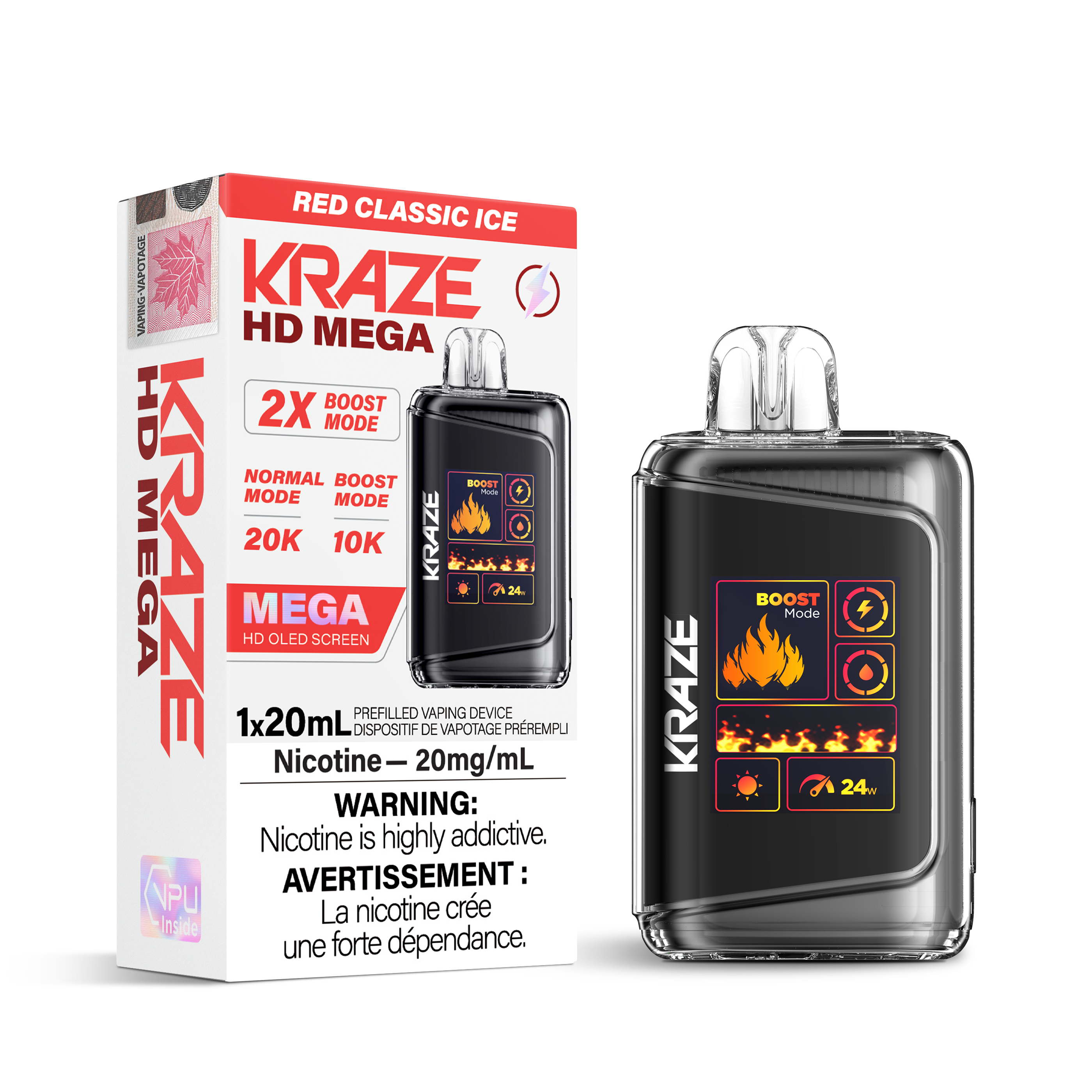 KRAZE Mega 20K Disposable Rechargeable Vape, 20ml